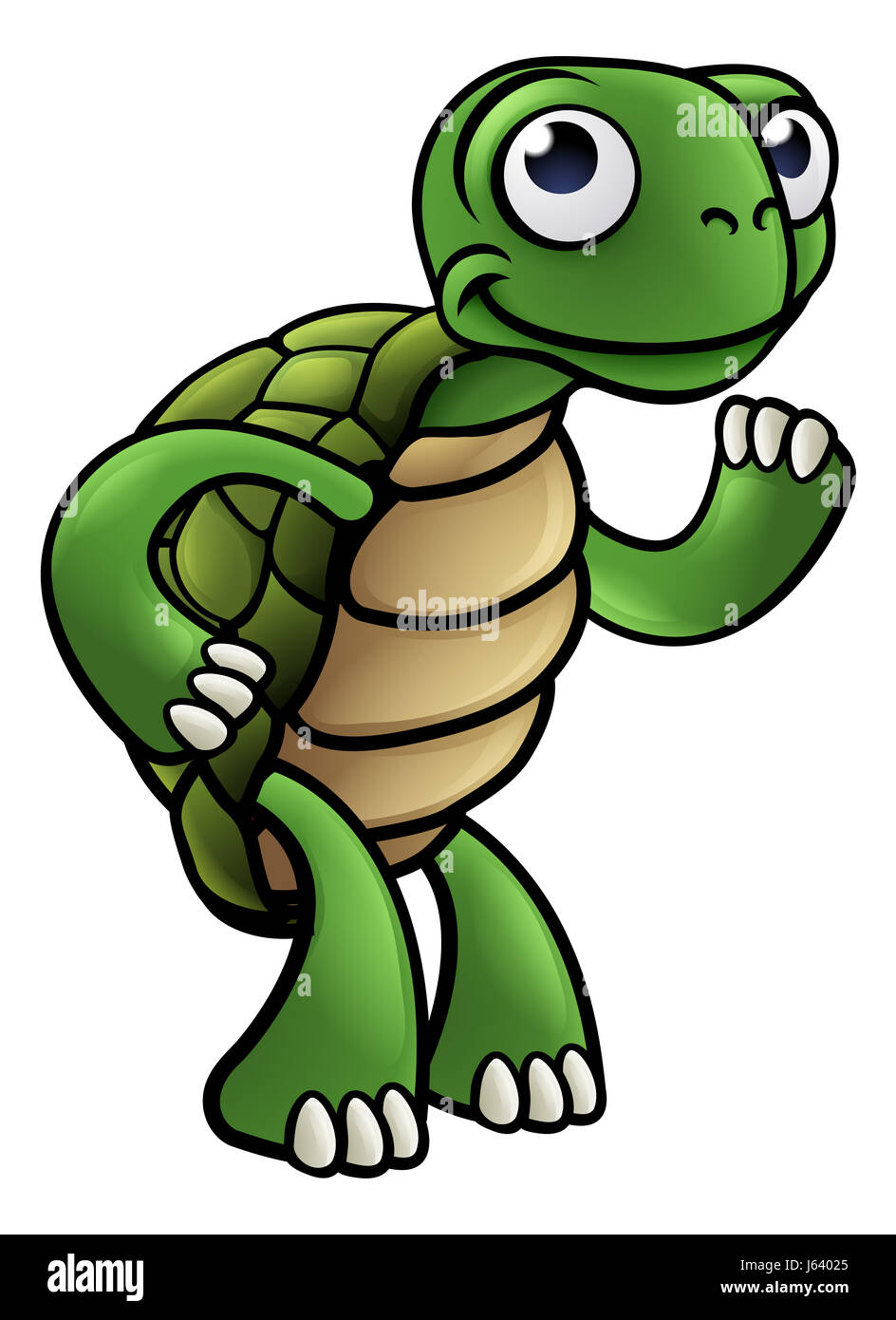 A tortoise cartoon character smiling and waving Stock Photo