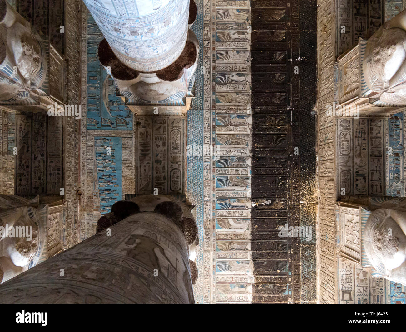 Internal shots of Denderah Temple, Near Qena, Egypt Stock Photo
