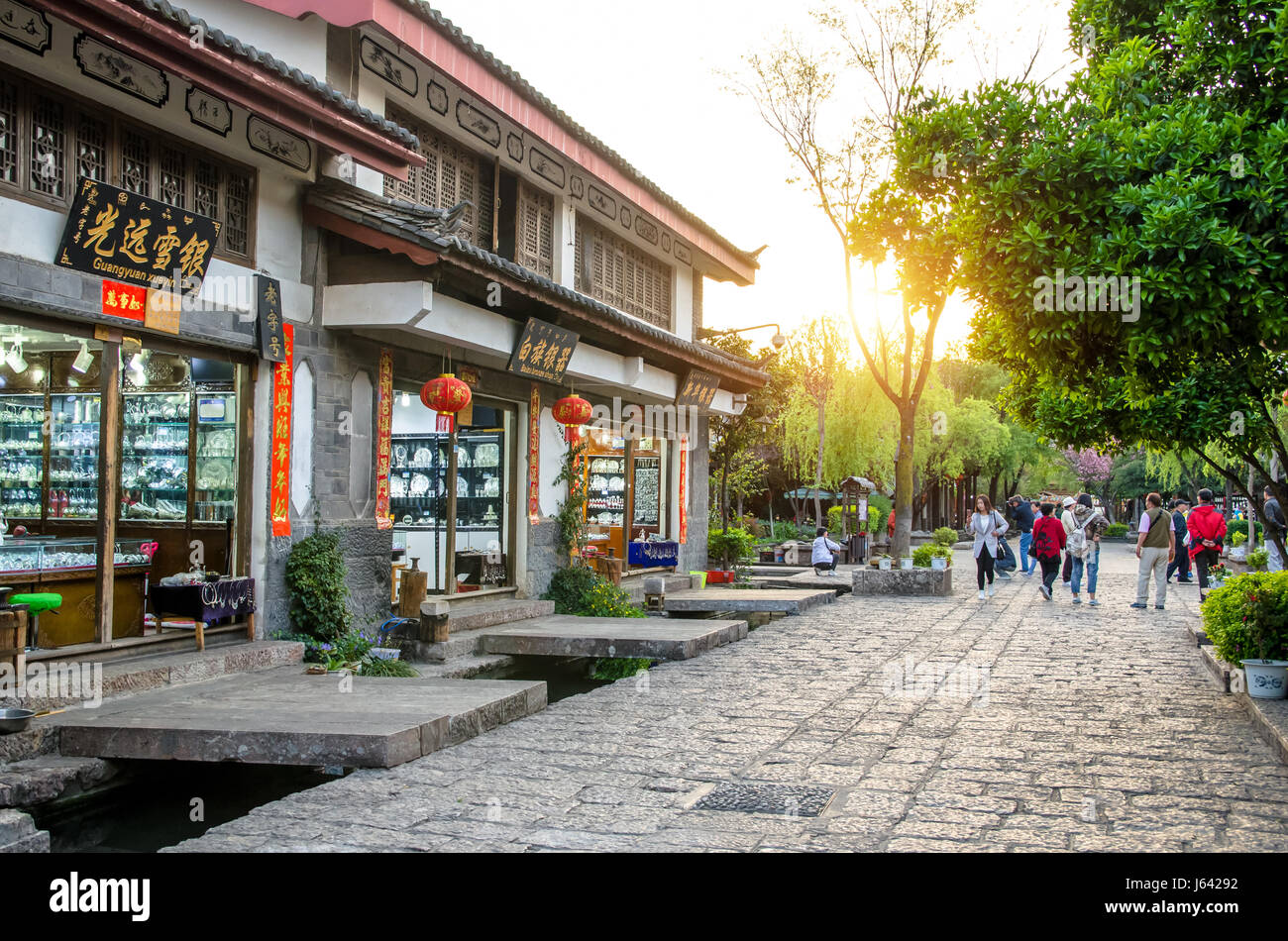 Lijiang,Yunnan - April 13,2017 : Shuhe Ancient Town is one of the oldest habitats of Lijiang and well-preserved town on the Ancient Tea Route. Stock Photo