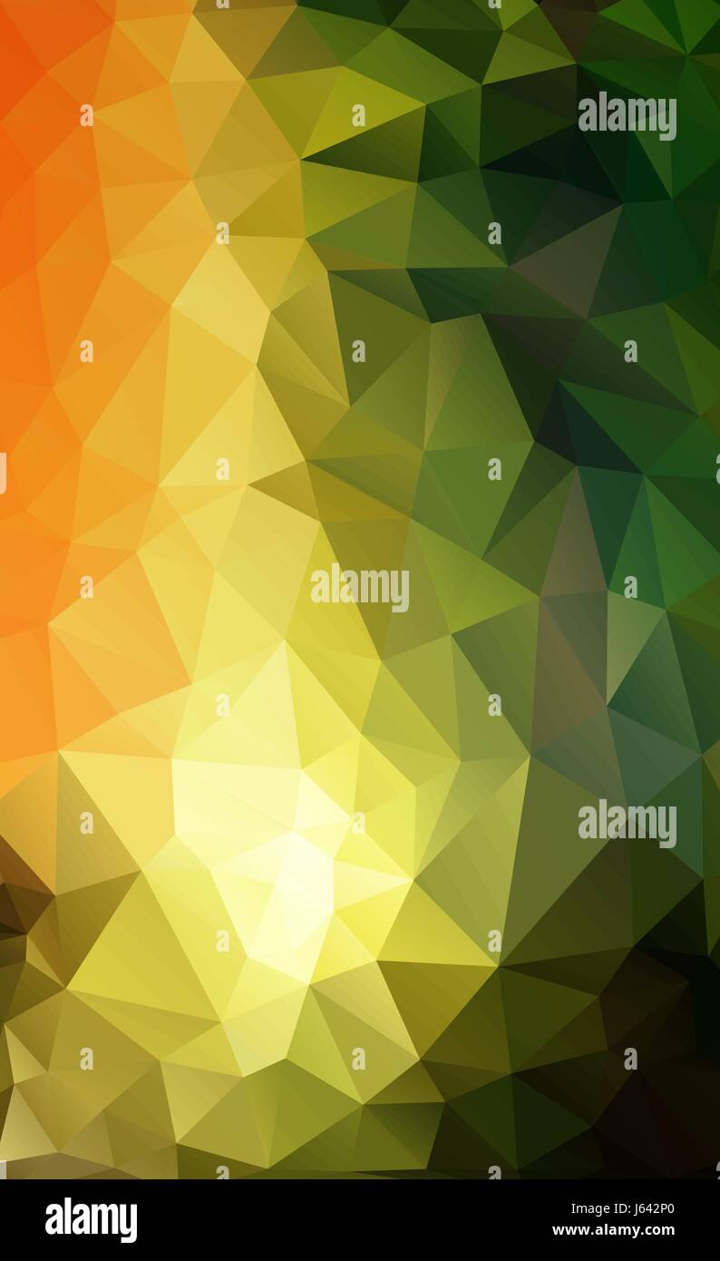 Abstract polygonal background in green, yellow, blue shades. There is a