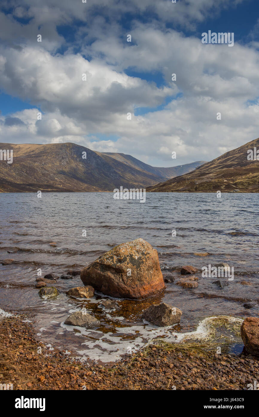Loch Callater near the mountain of Creag Nan Gabhar near Braemar, Aberdeenshire, Scotland, UK Stock Photo
