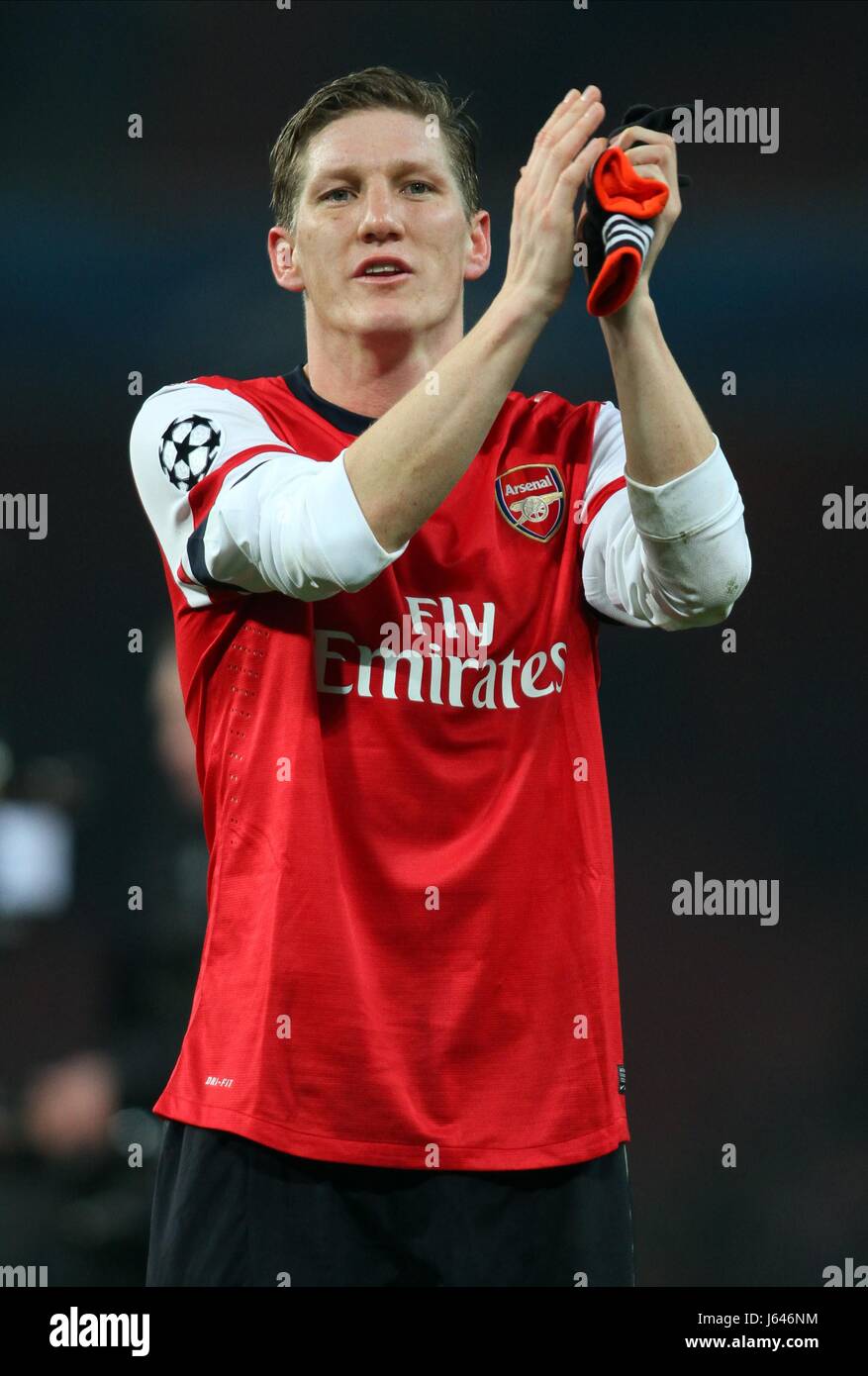 Bastian Schweinsteiger Celebra Arsenal V Bayern Munich Emirates Stadium London England Uk 19 February 2013 Stock Photo Alamy