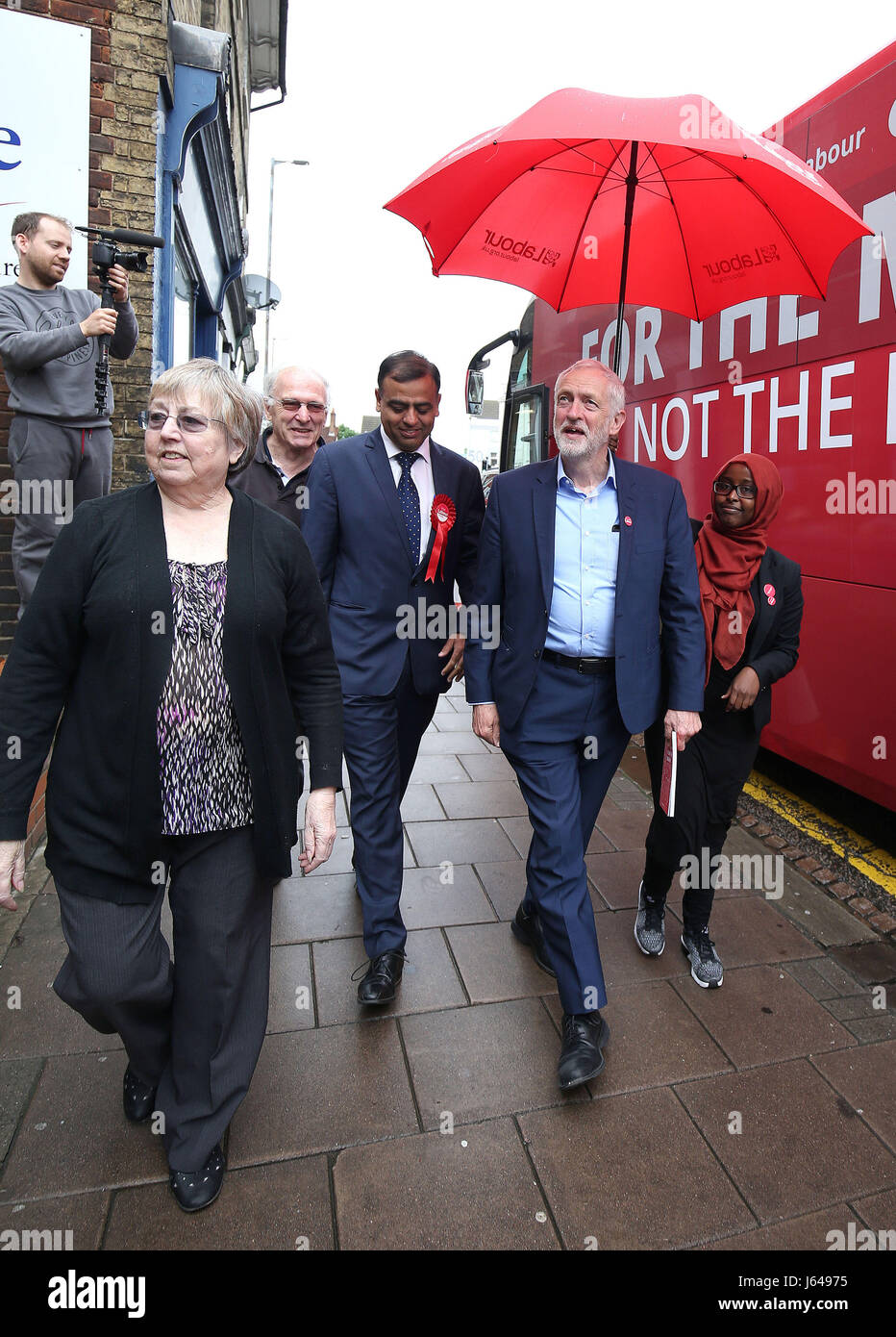 Labour leader Jeremy Corbyn and local candidate Mohammad Yasin during ...