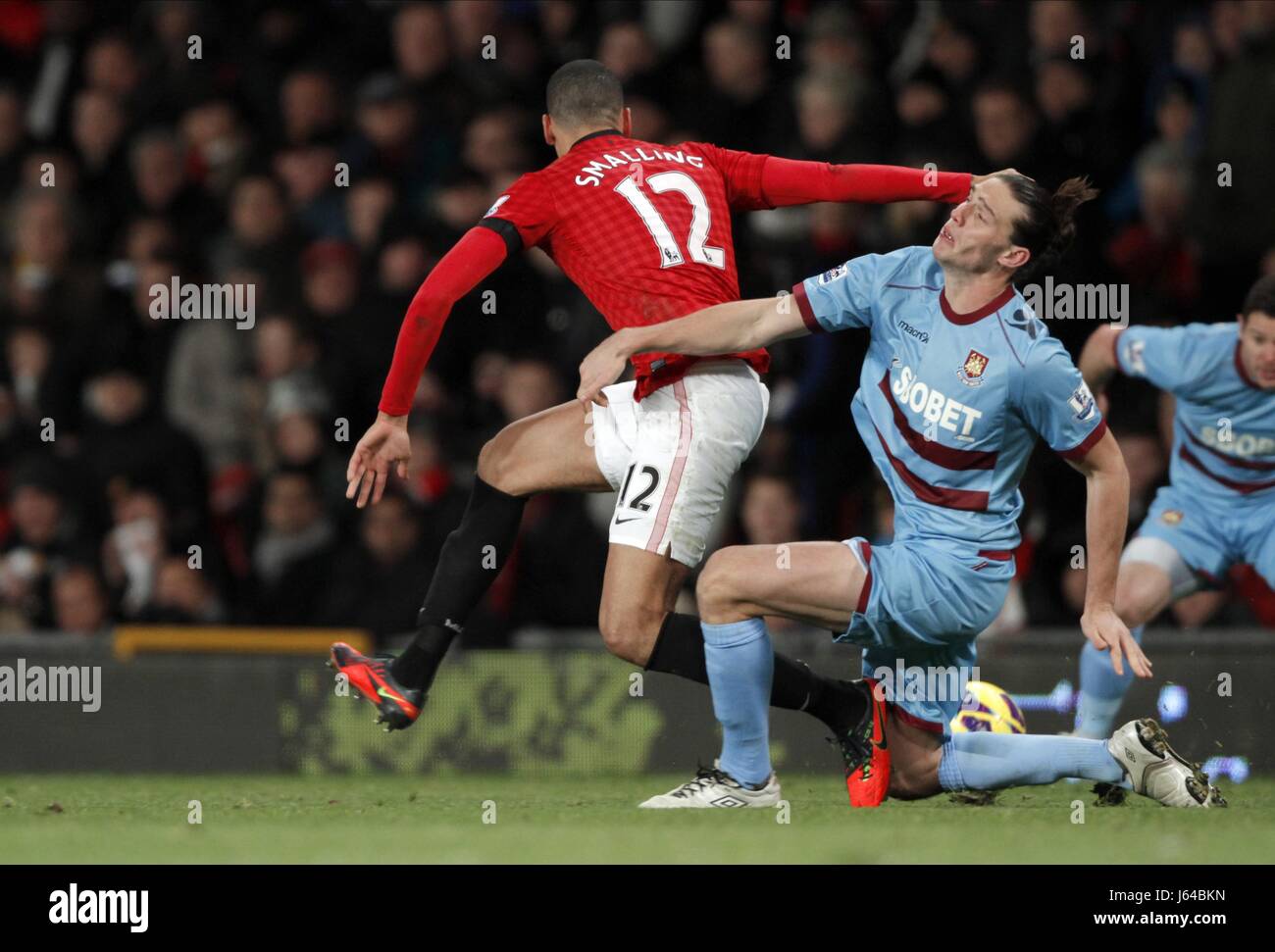 CHRIS SMALLING CATCHES ANDY CA MANCHESTER UNITED V WEST HAM U OLD TRAFFORD MANCHESTER ENGLAND 28 November 2012 Stock Photo