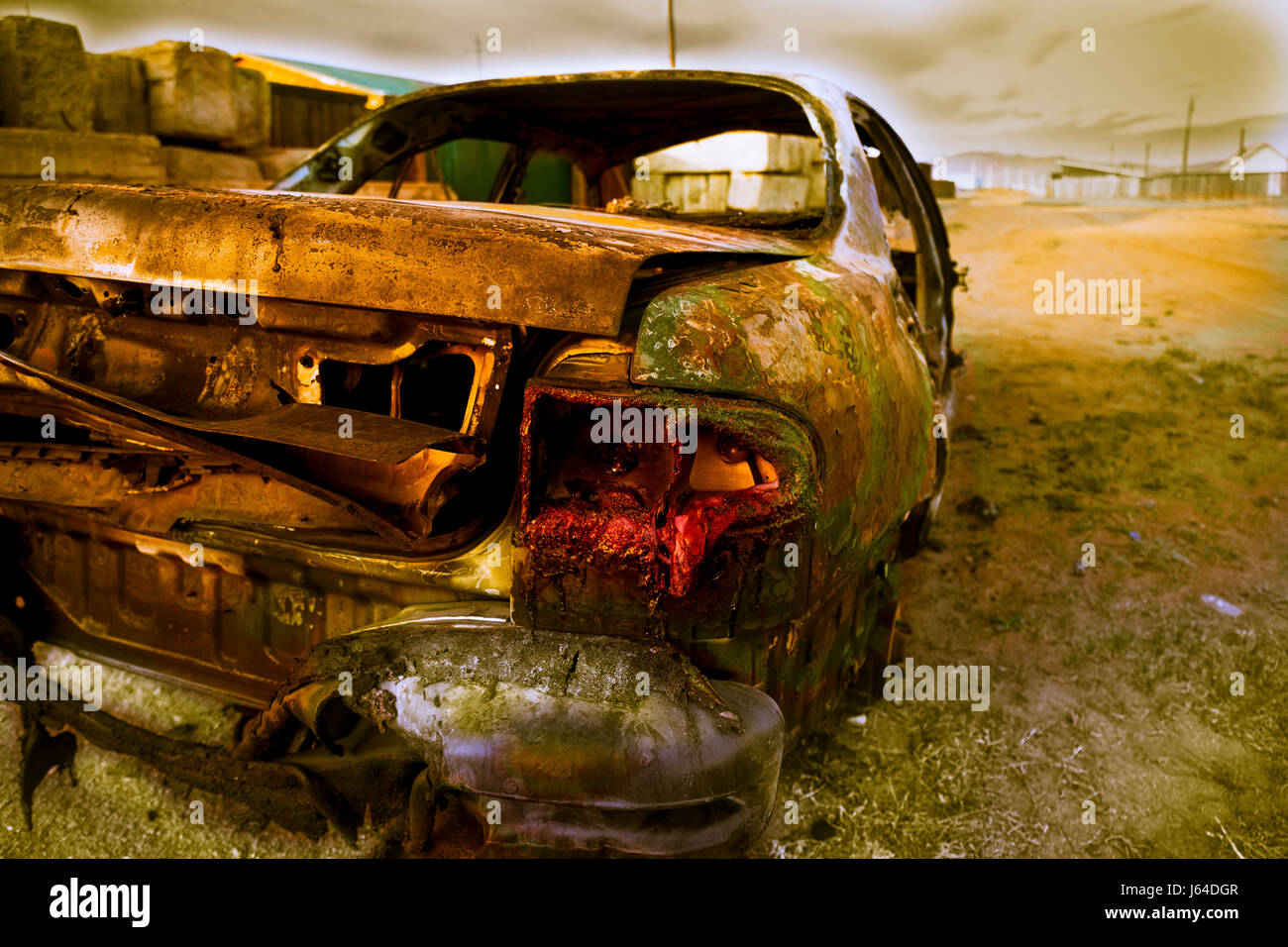 Car Wreck. Abandoned car. Stock Photo