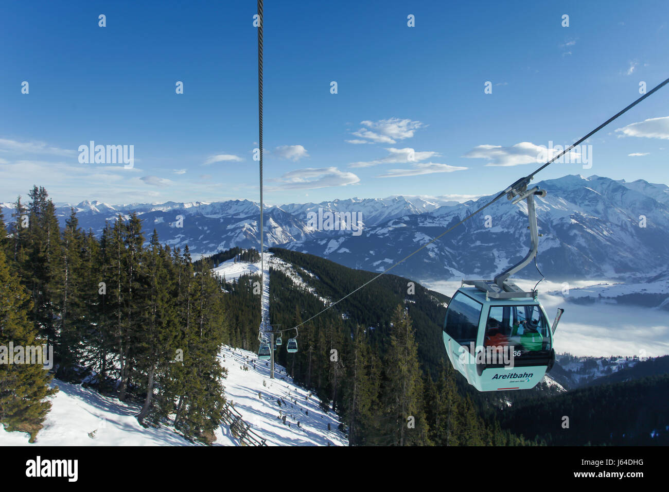 Cable car going to Schmitten ski resort in Zell Am See, Austria Stock