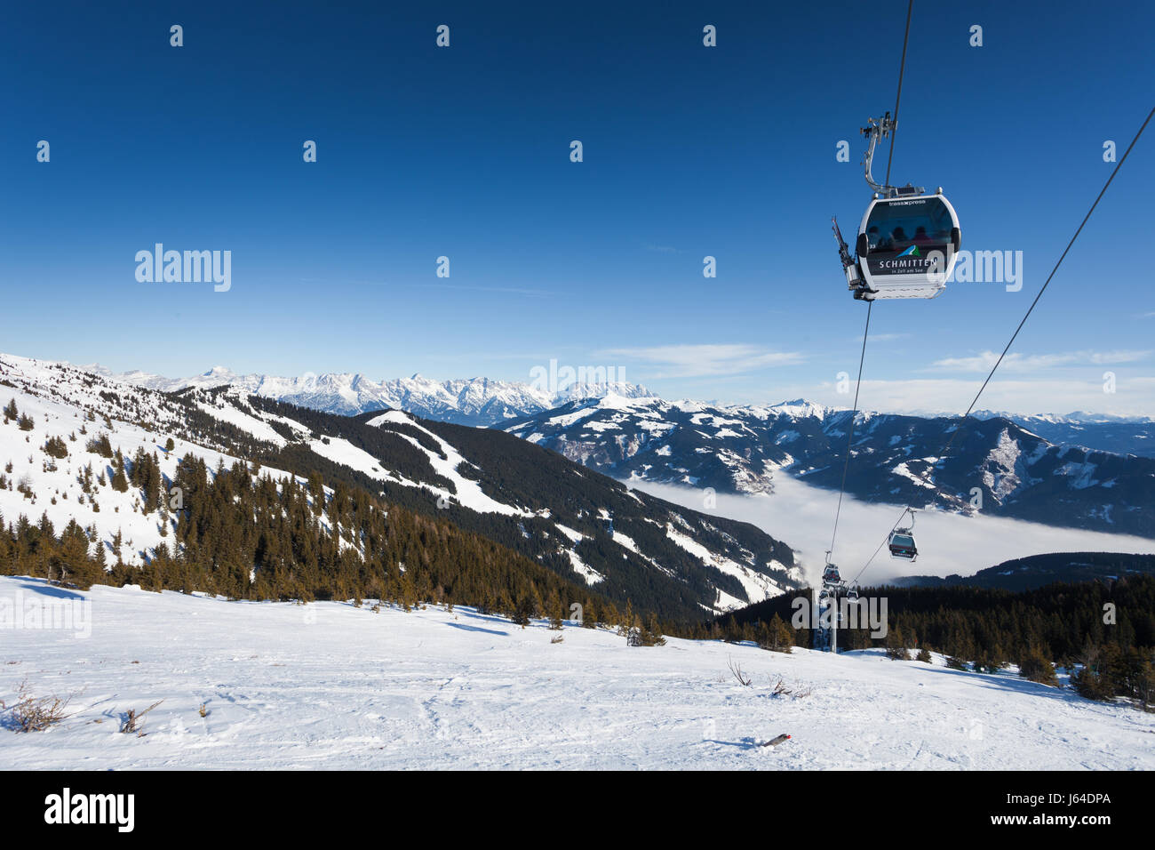 Cable car going to Schmitten ski resort in Zell Am See, Austria Stock
