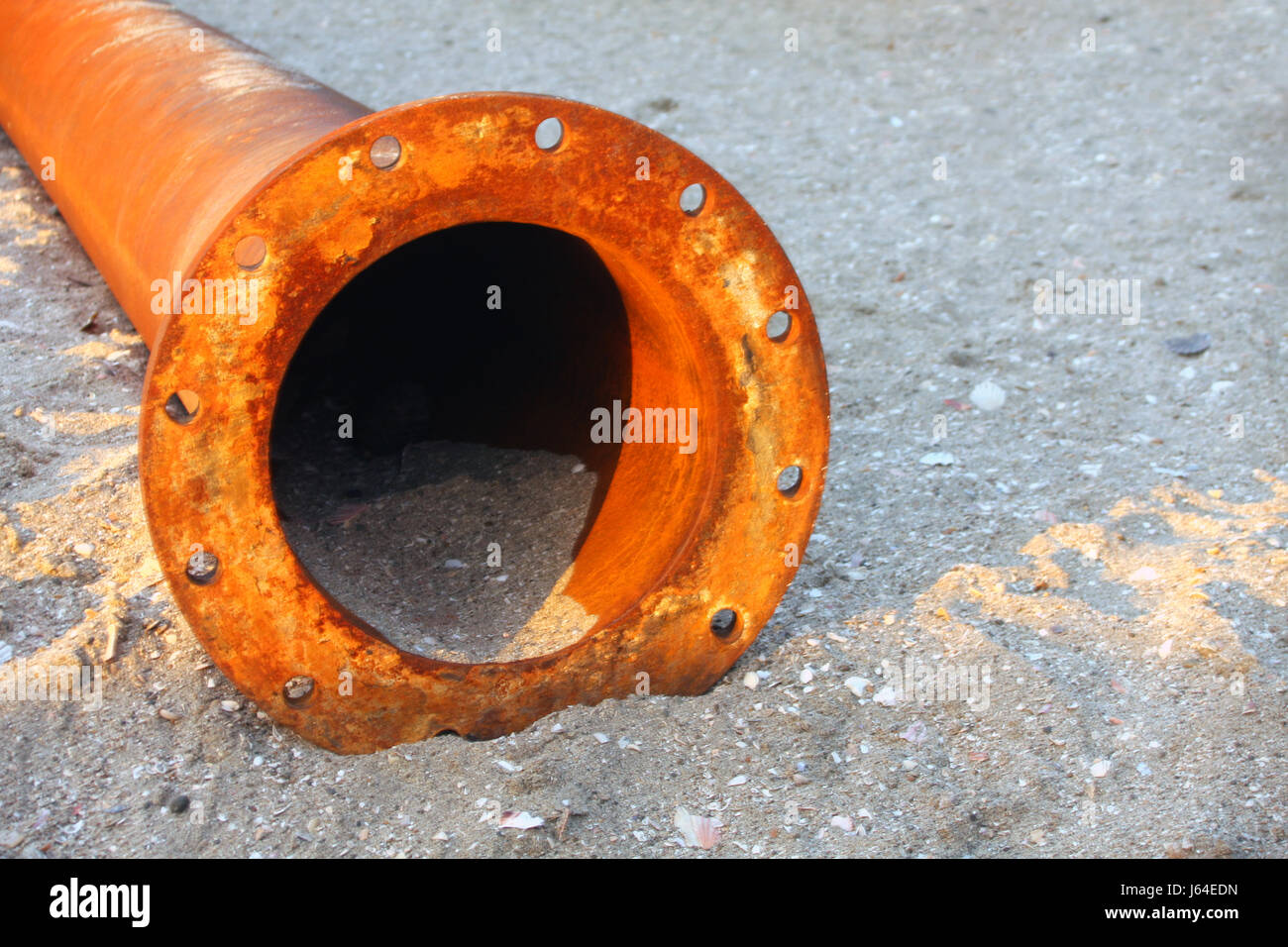 channel iron steel metal drain sewerage tube pipe shine shines bright lucent Stock Photo