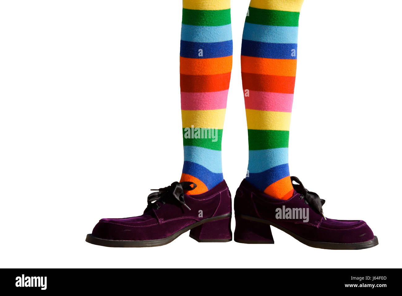 isolated foot sock shoe blue isolated green foot purple sock stocking