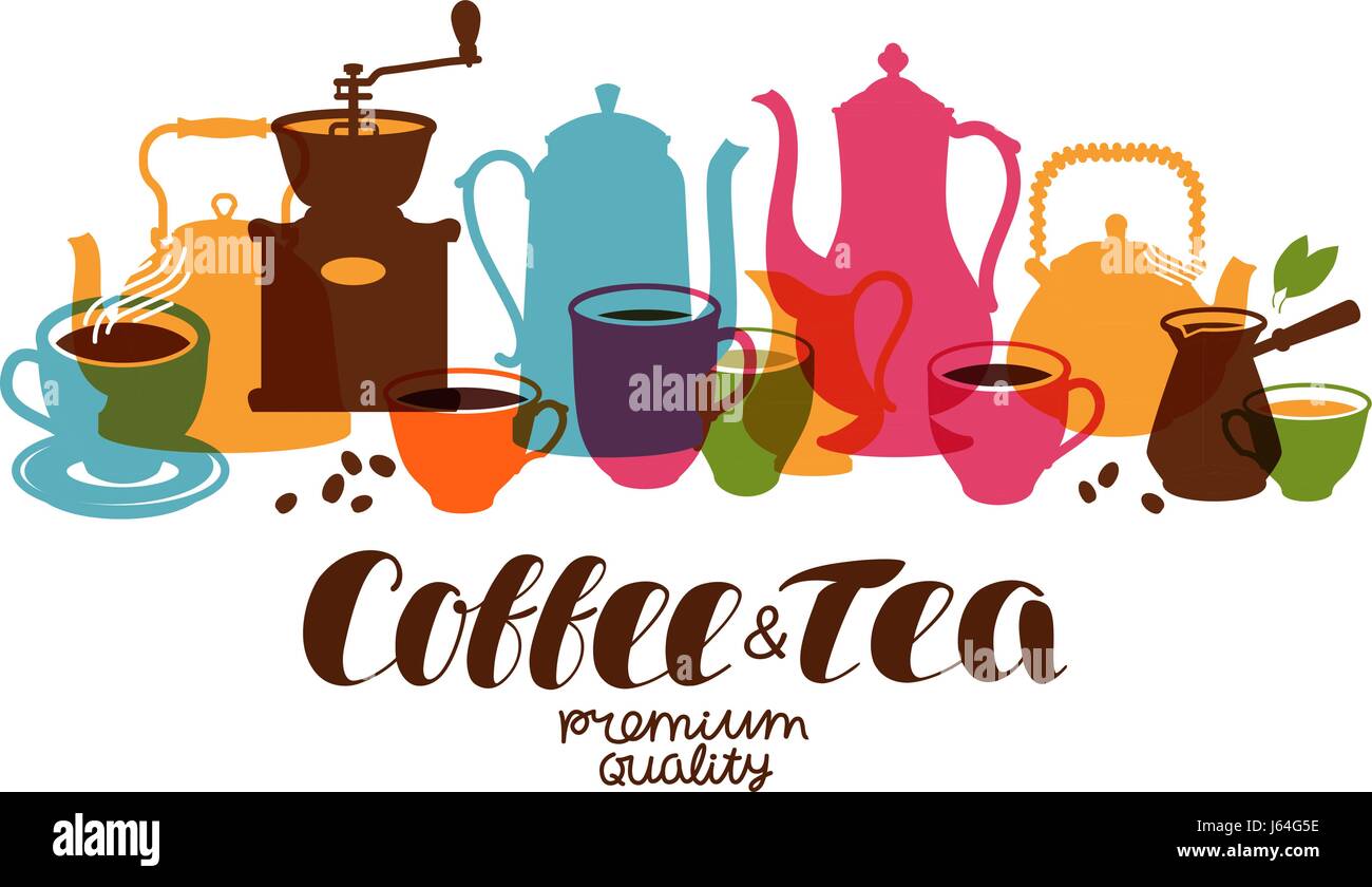 Drinks, tea, coffee banner. Design template for restaurant menu or cafe. Vector illustration Stock Vector