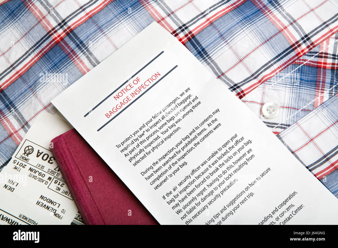 Travel Card Inspection Baggage Notice Suitcase Exam Luggage Security Stock Photo Alamy