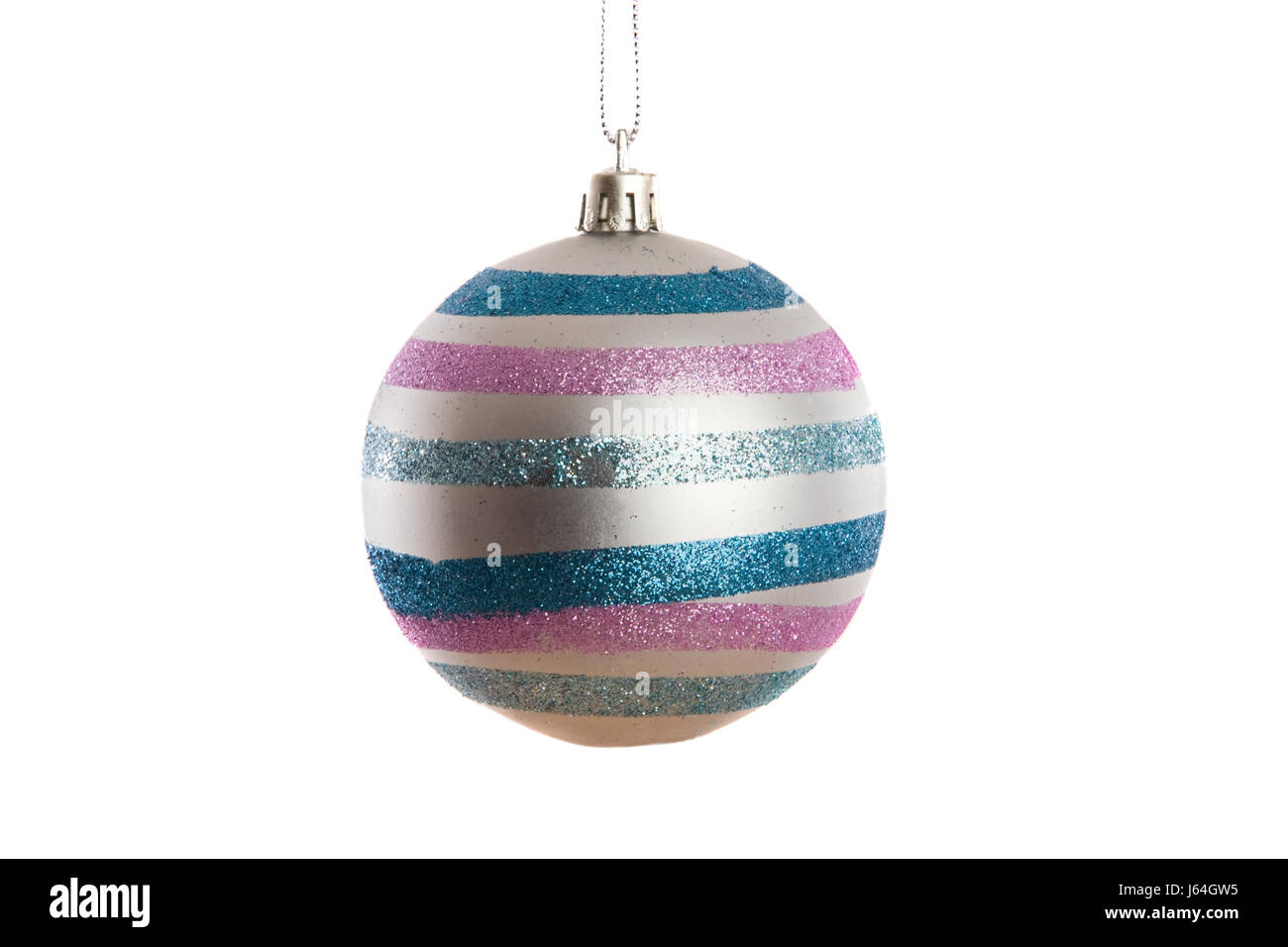 christmas silvered ball xmas x-mas blue object objects single isolated holiday Stock Photo