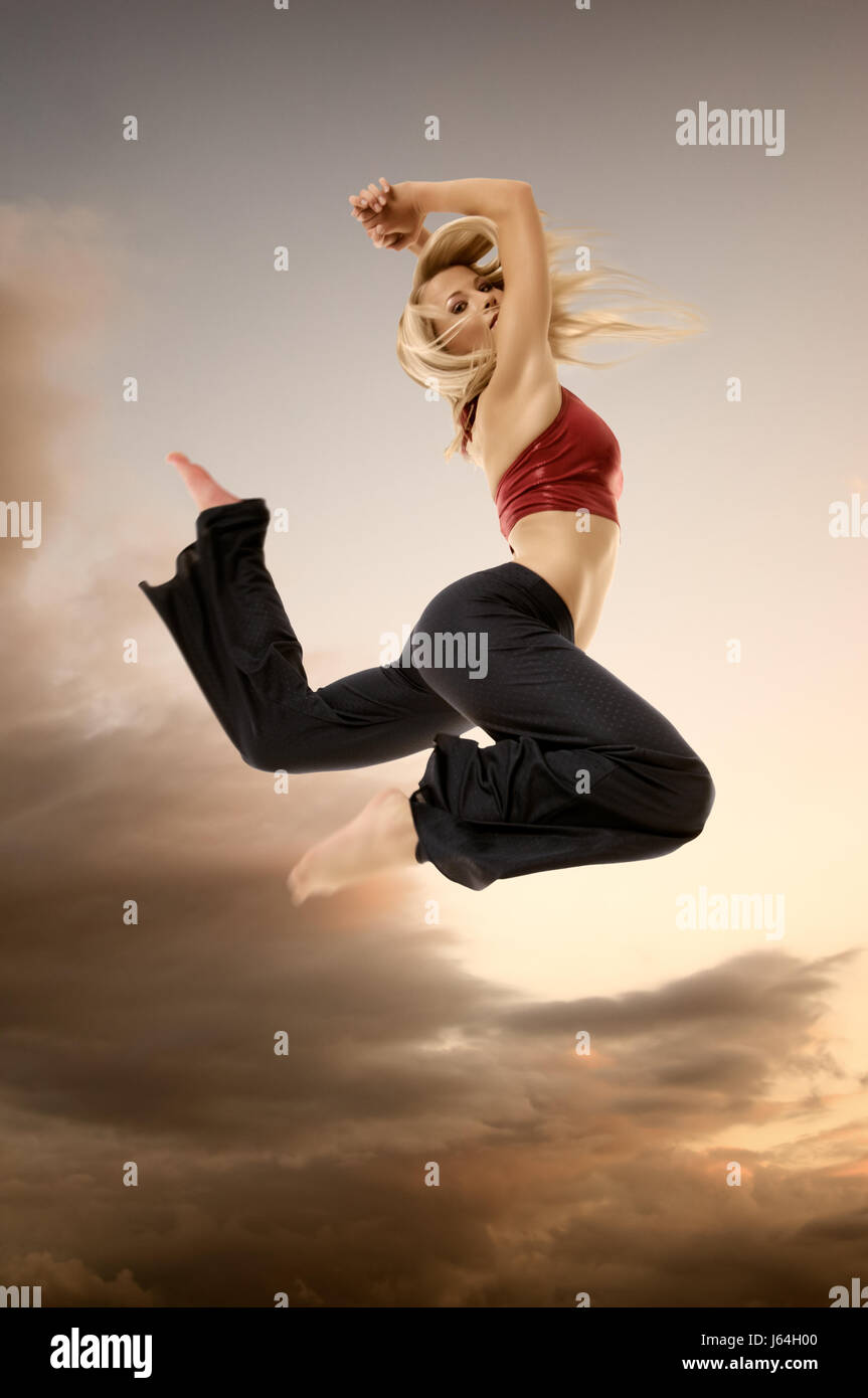 woman health spring bouncing bounces hop skipping frisks jumping jump