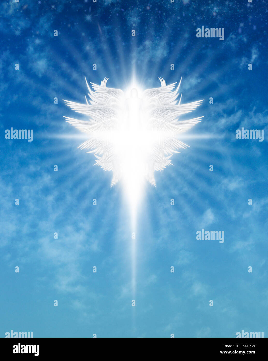 Interpretive digital illustration of an archangel in the sky Stock ...