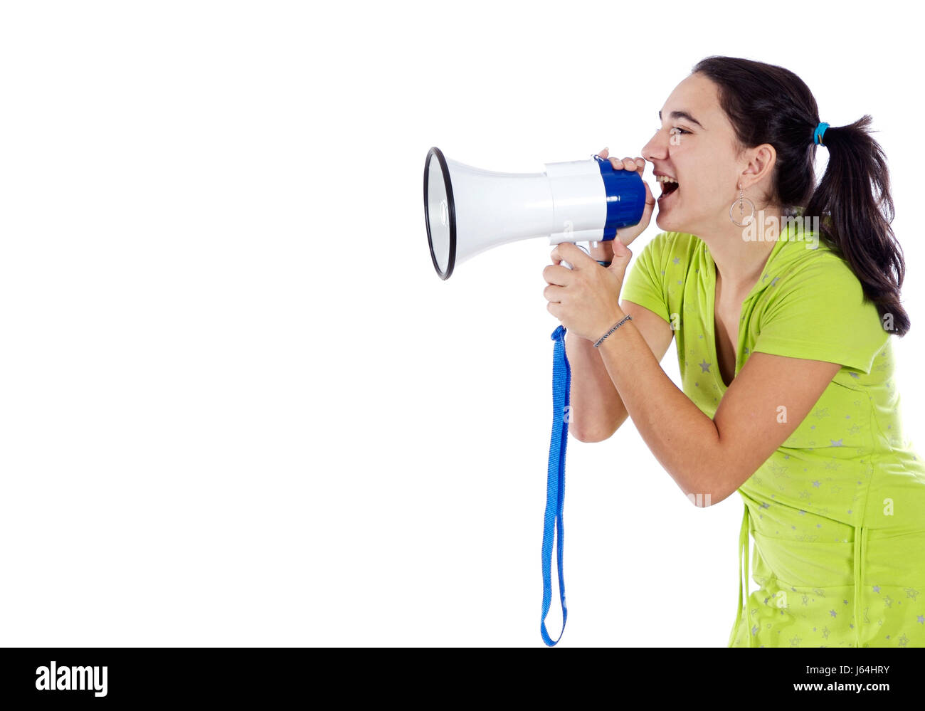 communicate announce megaphone adolescent woman humans human beings ...