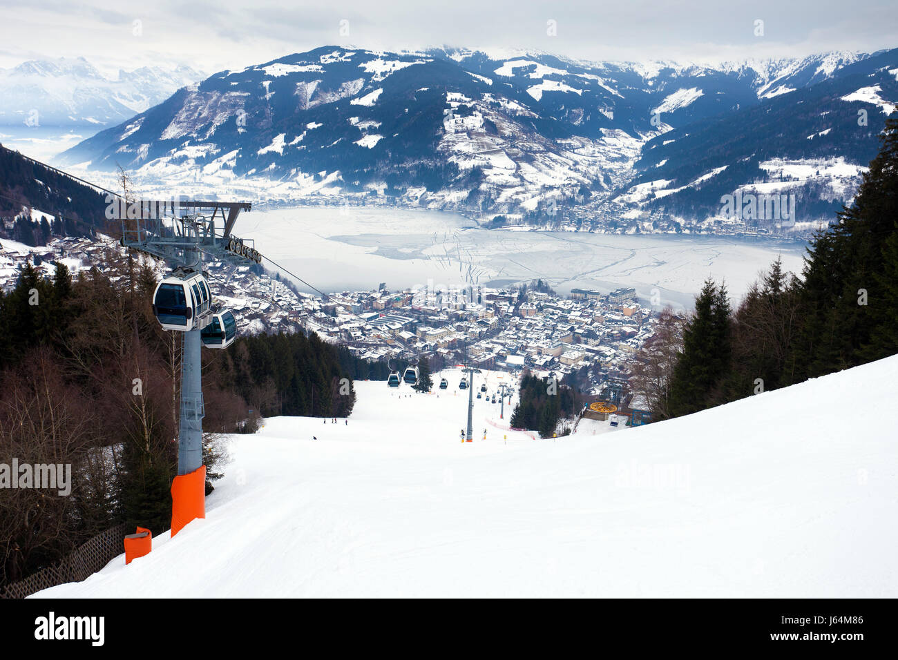 Cable car going to Schmitten ski resort in Zell Am See, Austria Stock