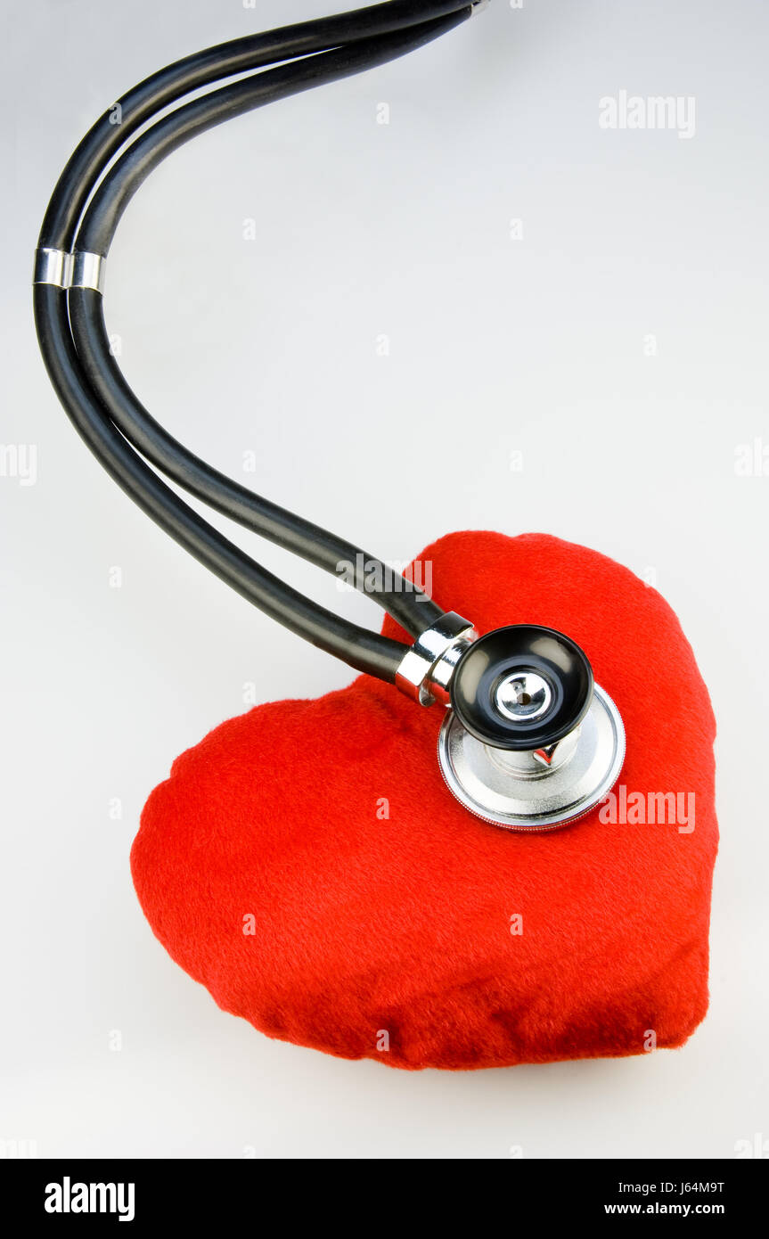 heart stethoscope wiretapping beating of the heart heartbeat cardiac infarction Stock Photo