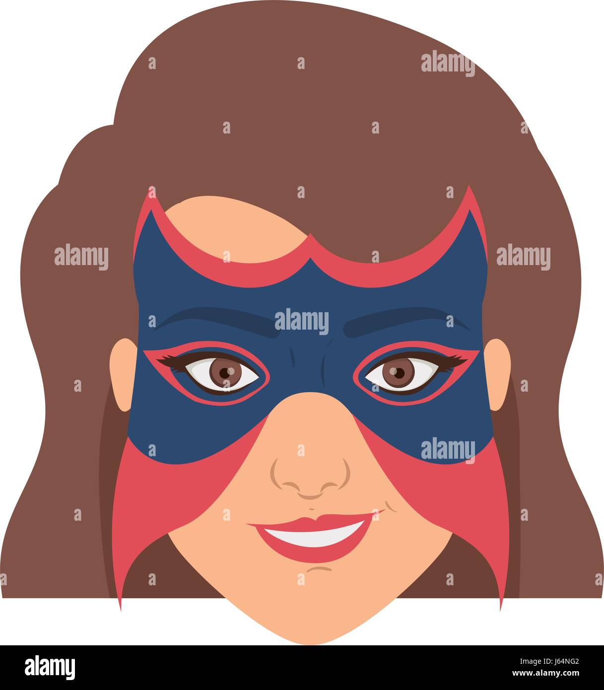 Colorful Silhouette With Woman Superhero With Short Hair With Mask