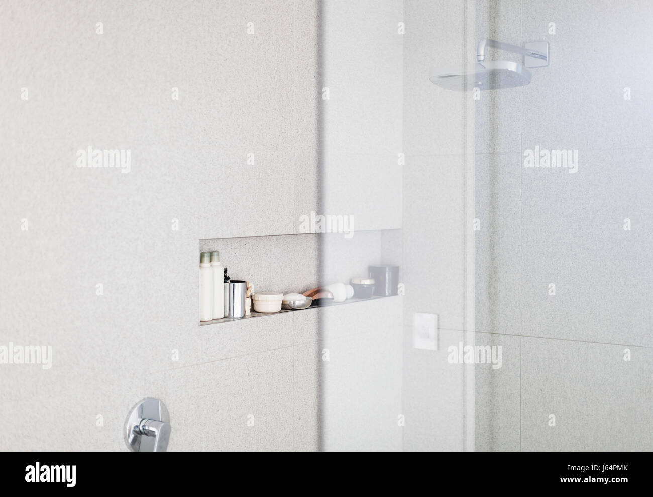 Modern white shower stall Stock Photo