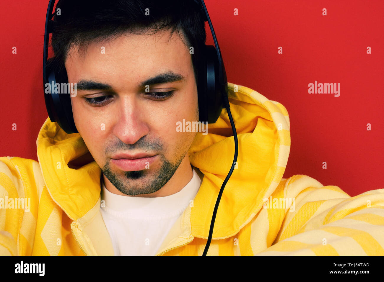 music facilitate ease resting relax recover relaxing recovering locking boy lad Stock Photo