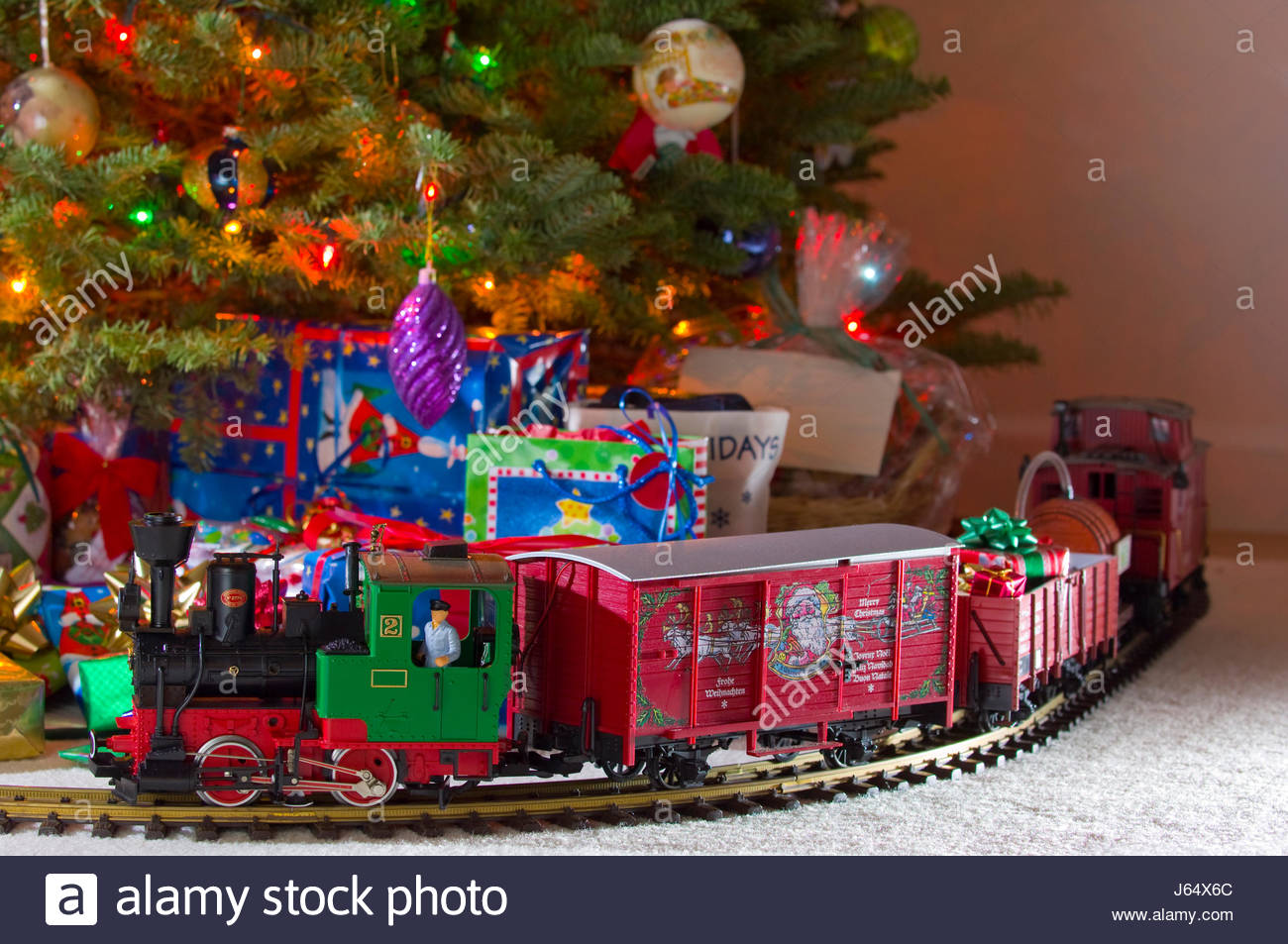 christmas tree with train track
