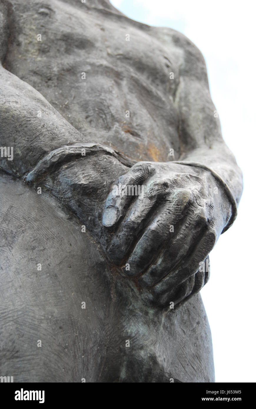 hand hands story monument hamburg elbe pinioned pirate monument statue harbor Stock Photo
