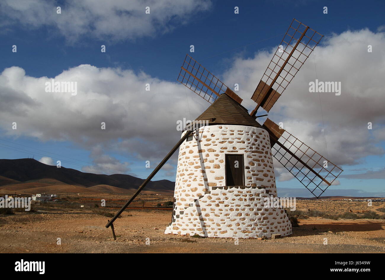 historical spain sightseeing canary islands windmill mill wind energy pinwheel Stock Photo