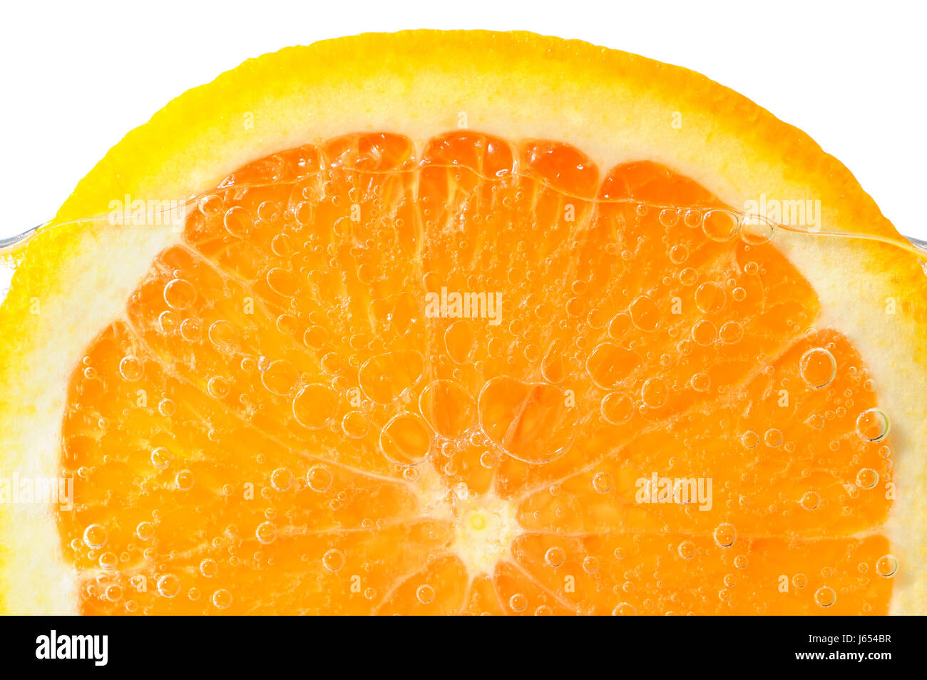fruit floating orange slice air citrus water close food aliment macro