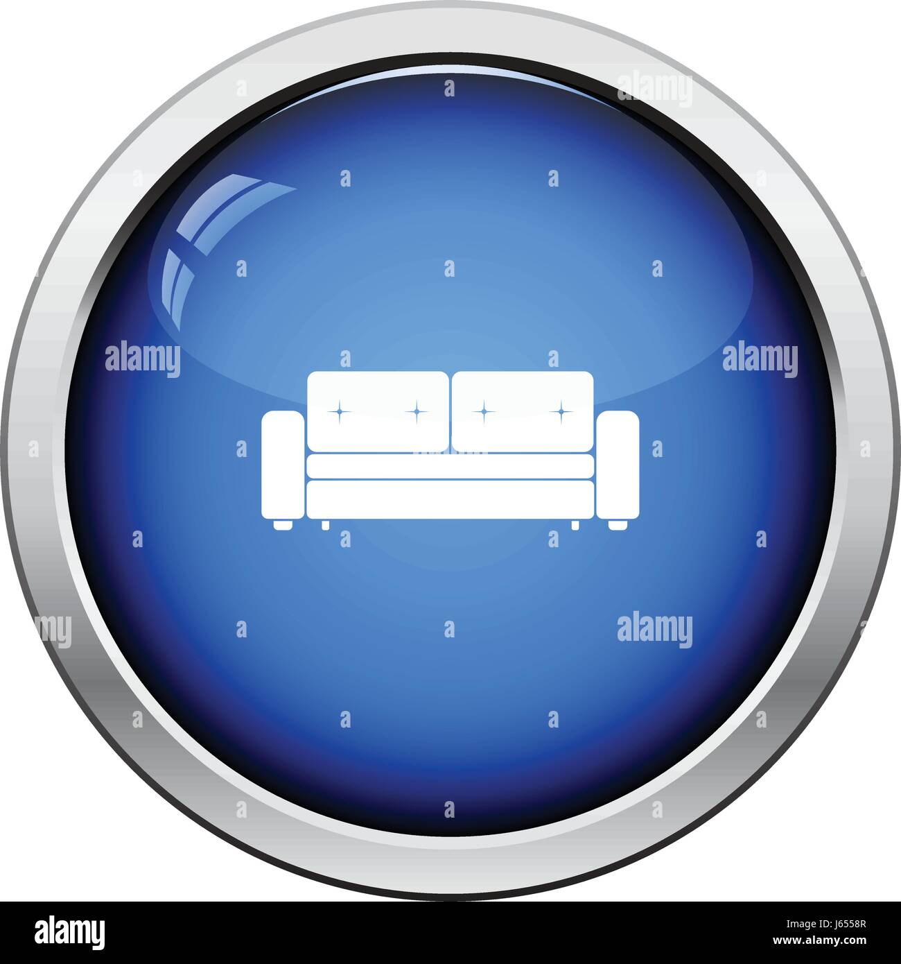 Home sofa icon. Glossy button design. Vector illustration Stock Vector ...