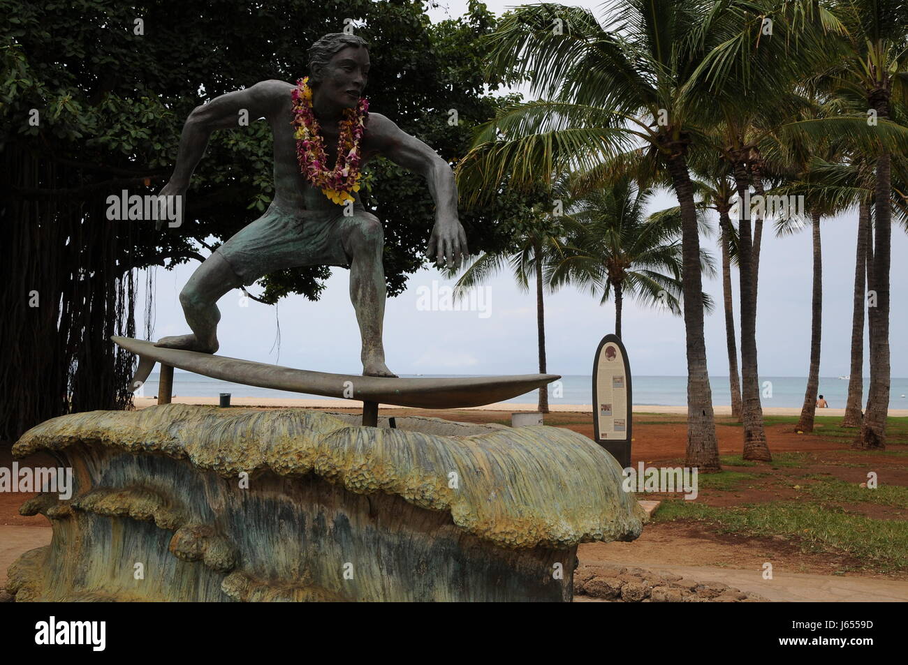 statue wave attribute hawaii monument act of god holiday vacation holidays Stock Photo