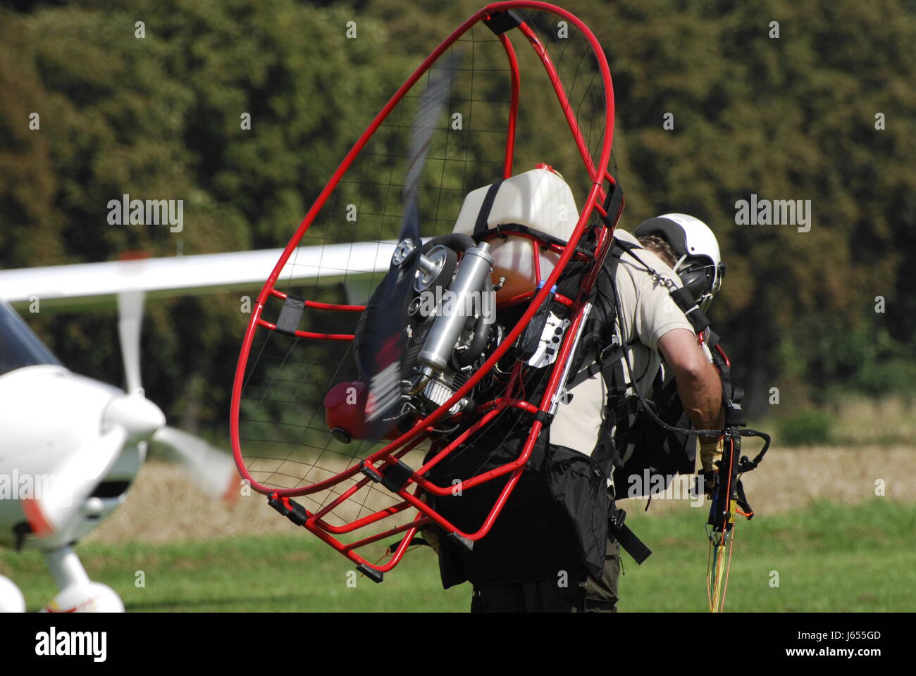 gliding ultra light fly flies flys flying paraglider parachute pilot instructor Stock Photo