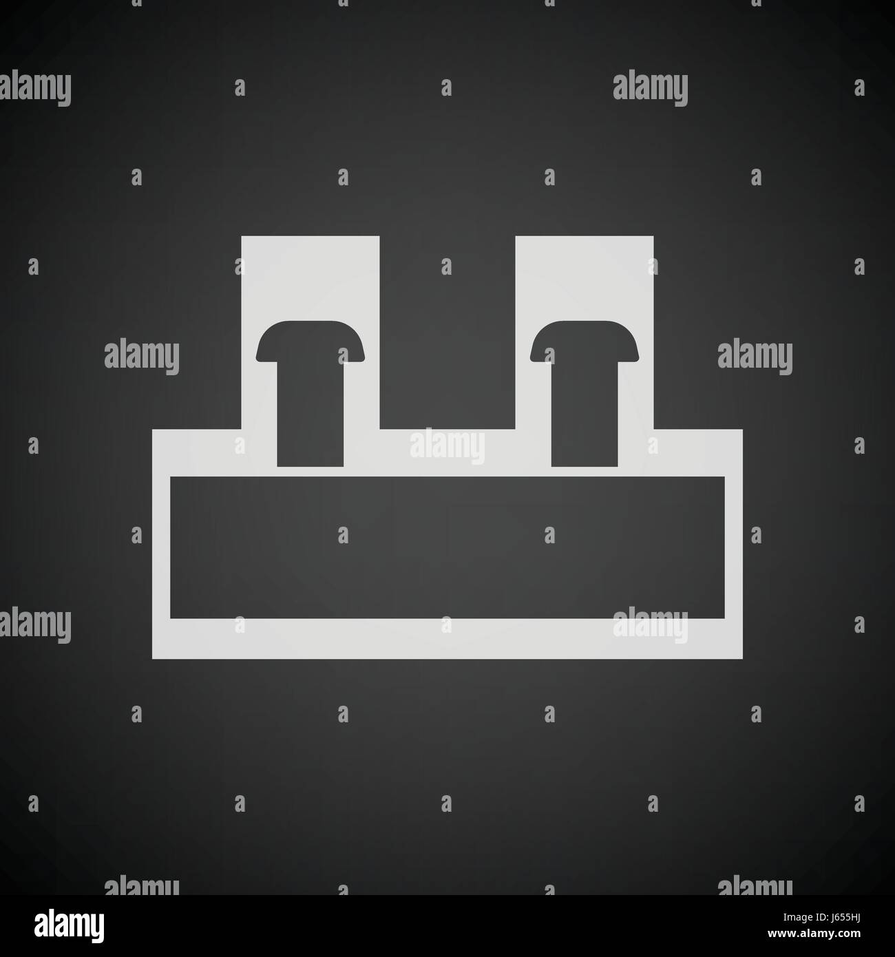 Electrical connection terminal icon. Black background with white