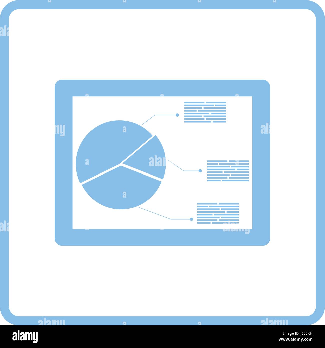 Tablet with analytics diagram icon. Blue frame design. Vector ...