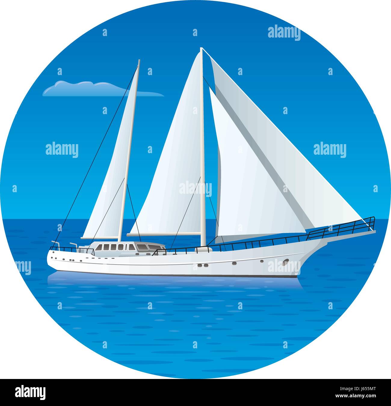 illustration of sailing luxury yacht in the sea Stock Vector Image ...