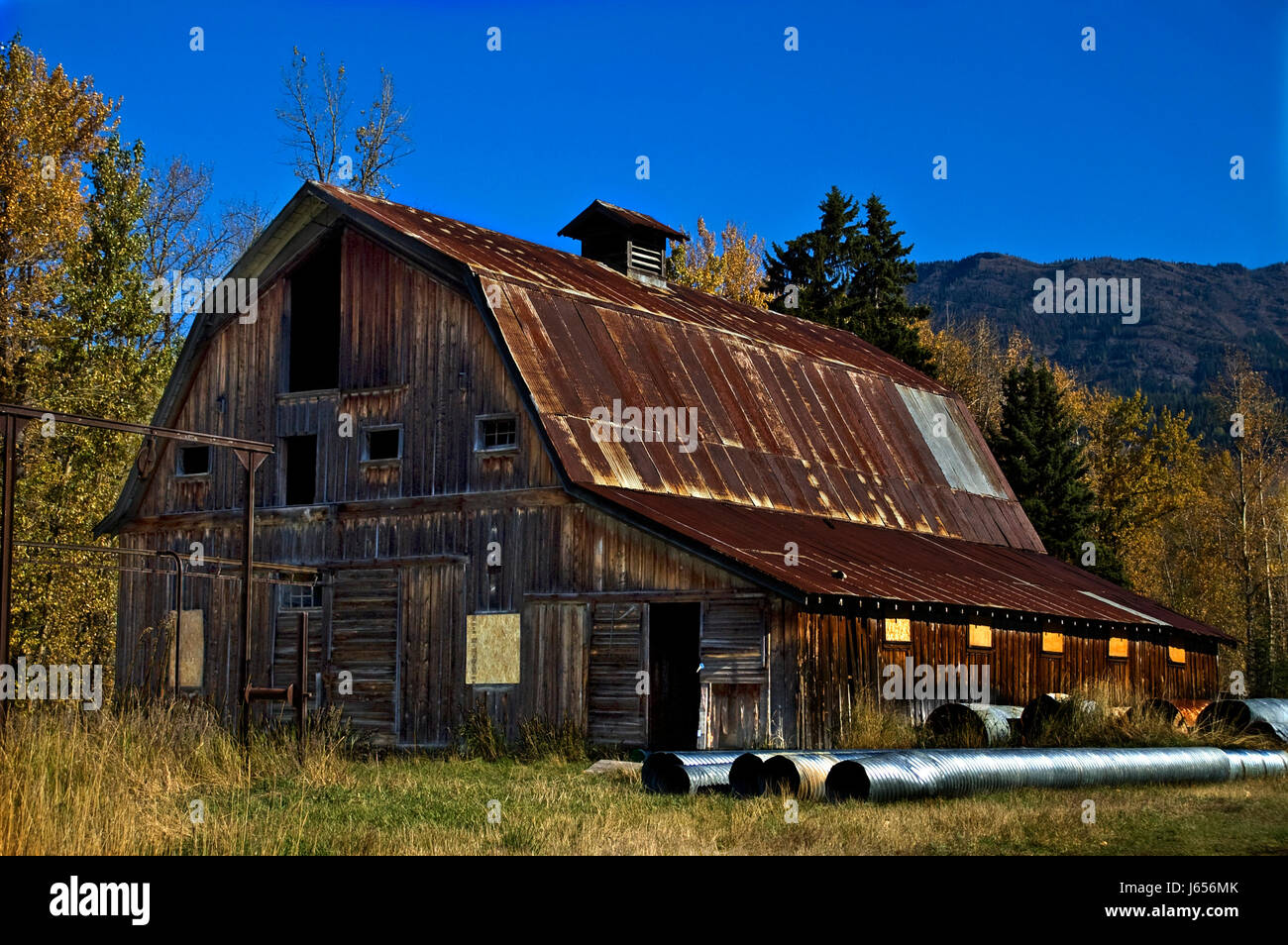 Mountains Wood Agriculture Farming Barn Farm Color Scenery Stock