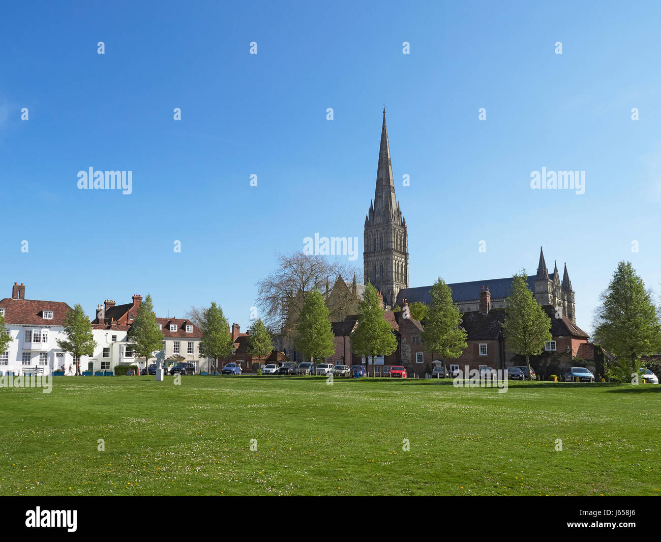 Salisbury Cathedral from the cathedral close Stock Photo Alamy