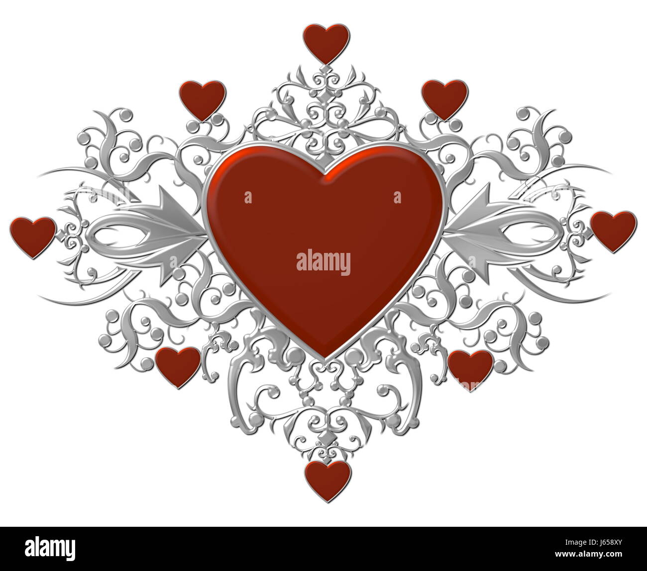 silver heart shield Stock Photo