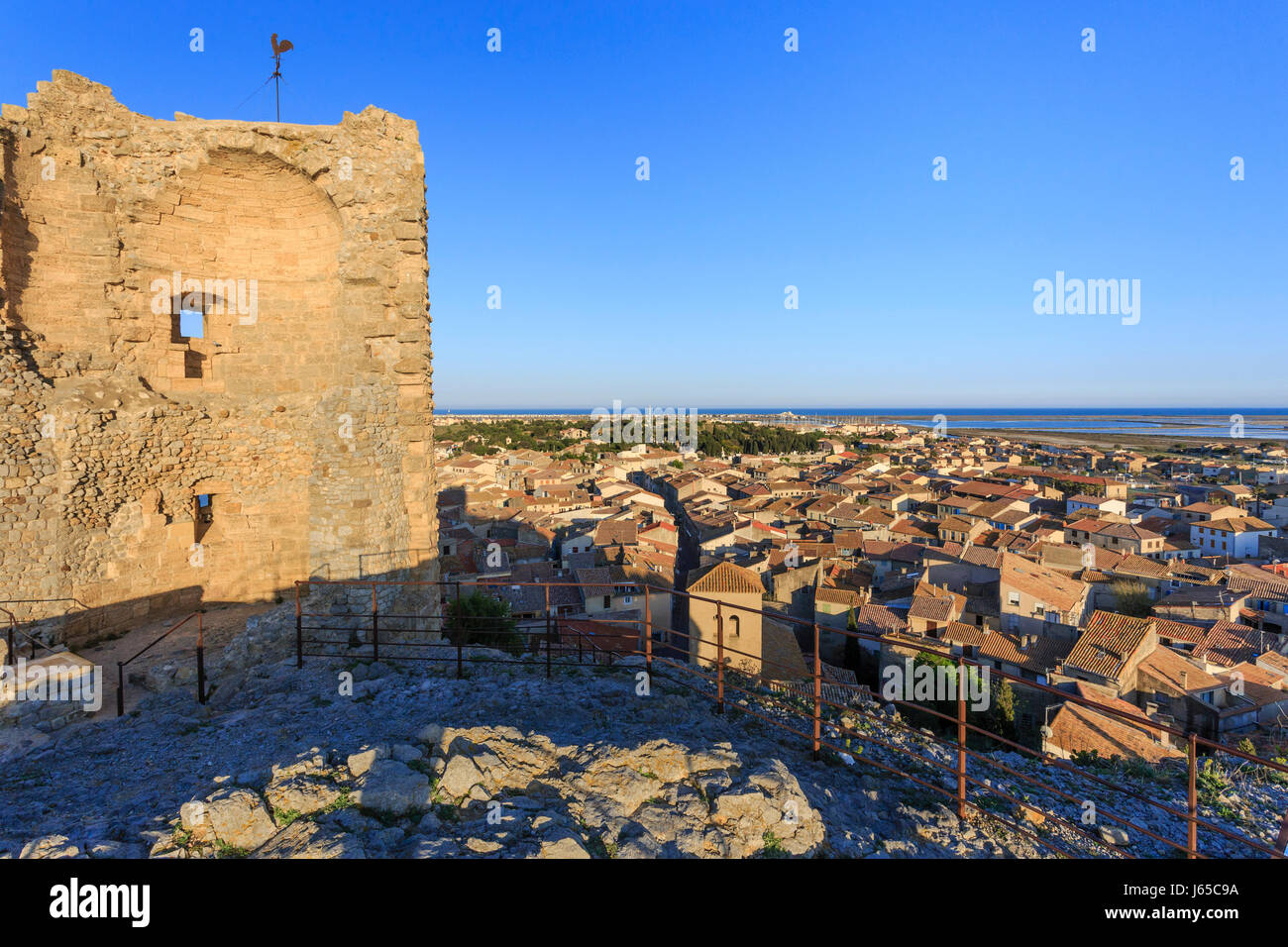 France, Aude, Gruissan, view from the castle ruins Stock Photo