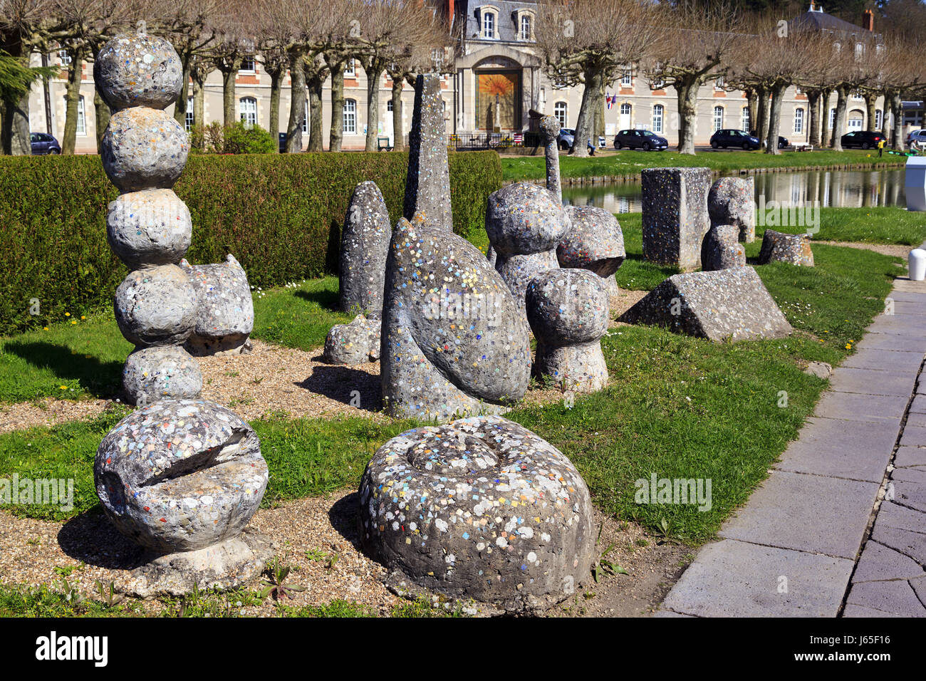 Stone Sculptures at Briare Lock, France Stock Photo