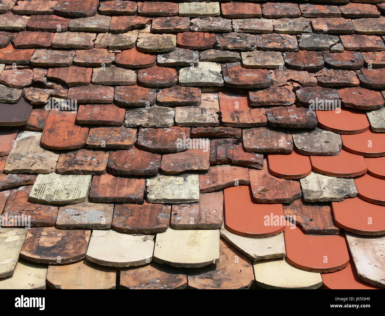 old roof tiles. 2 Stock Photo