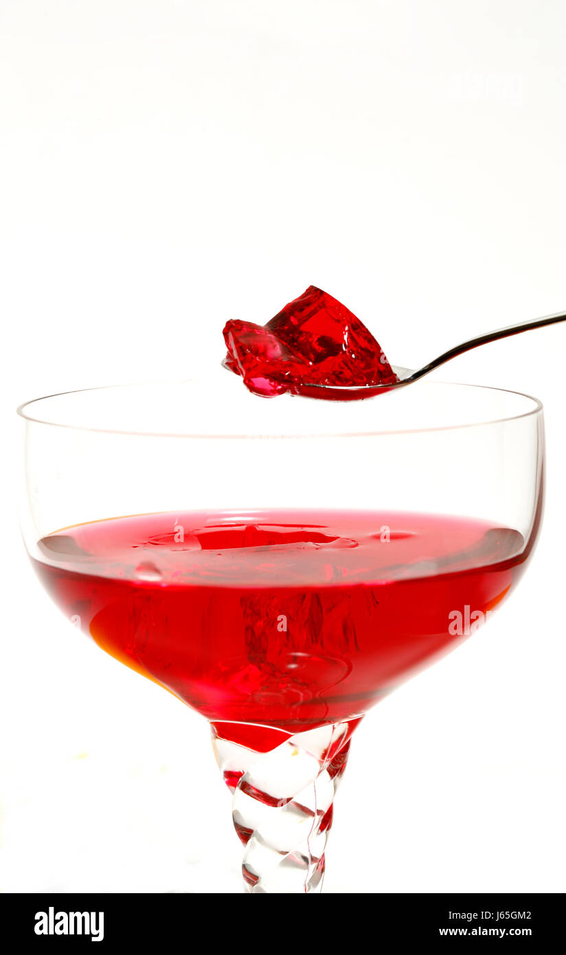 taste ambrosia glassy dessert red colour blank european caucasian plate taste Stock Photo