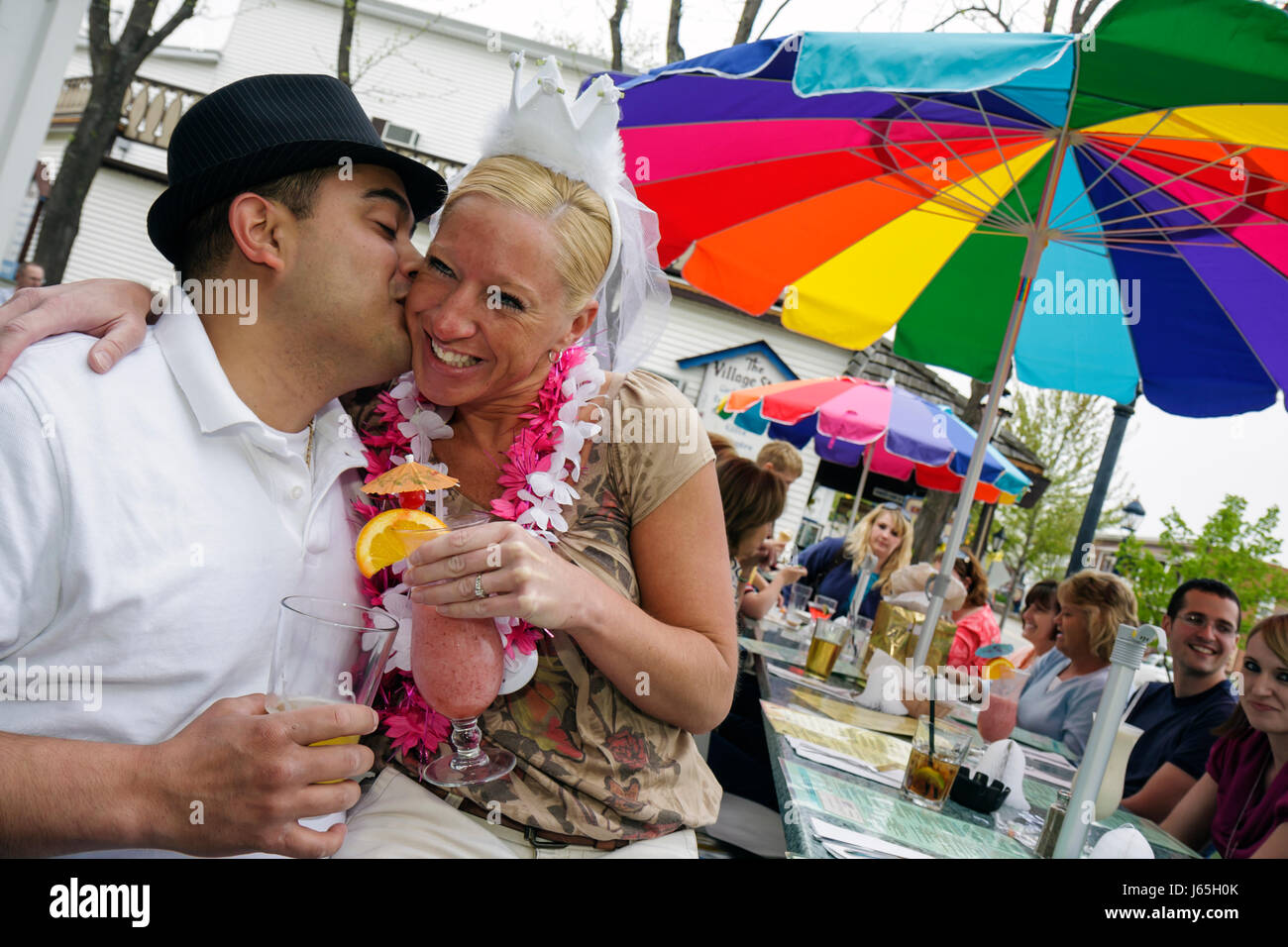 Michigan Frankenmuth,Tiffany's Food & Spirits,restaurant restaurants food dining cafe,bar lounge pub,pub,bachelorette party man men male,woman female Stock Photo