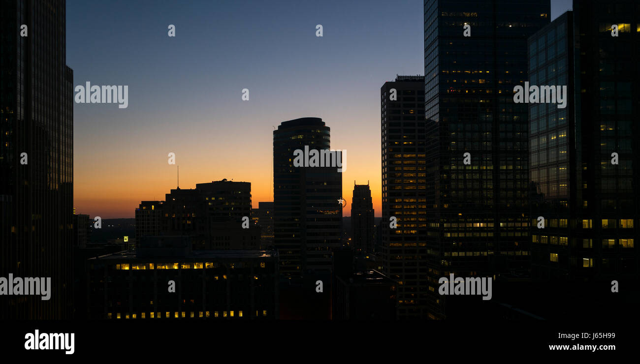 Modern office buildings at dusk in Downtown Minneapolis, Hennepin ...
