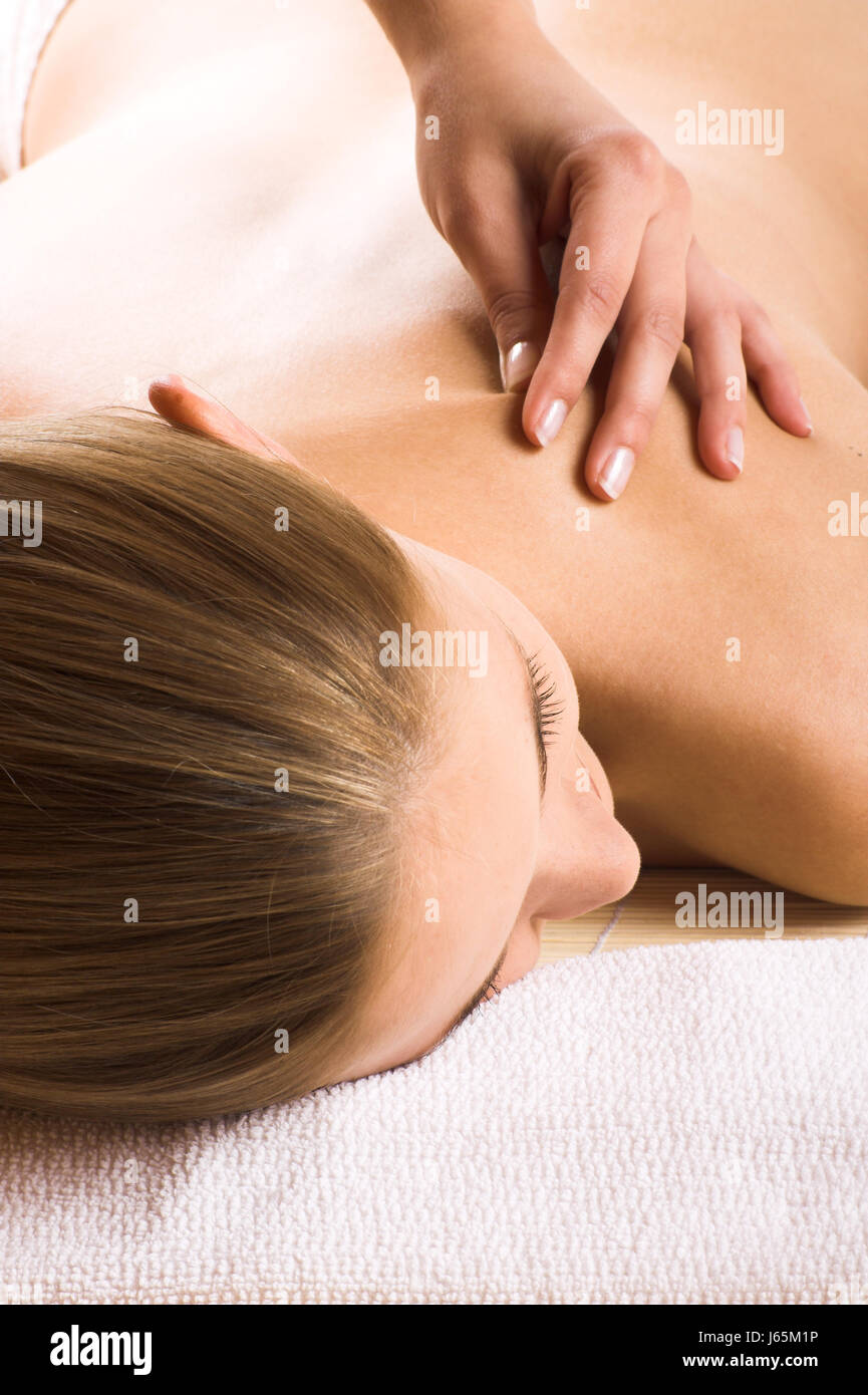 woman relaxation personal care massage woman humans human beings people folk Stock Photo