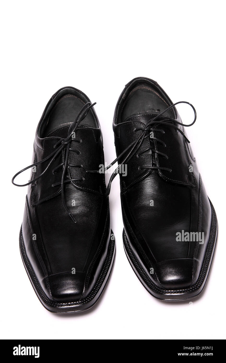 black swarthy jetblack deep black shoes leather business dealings deal business Stock Photo