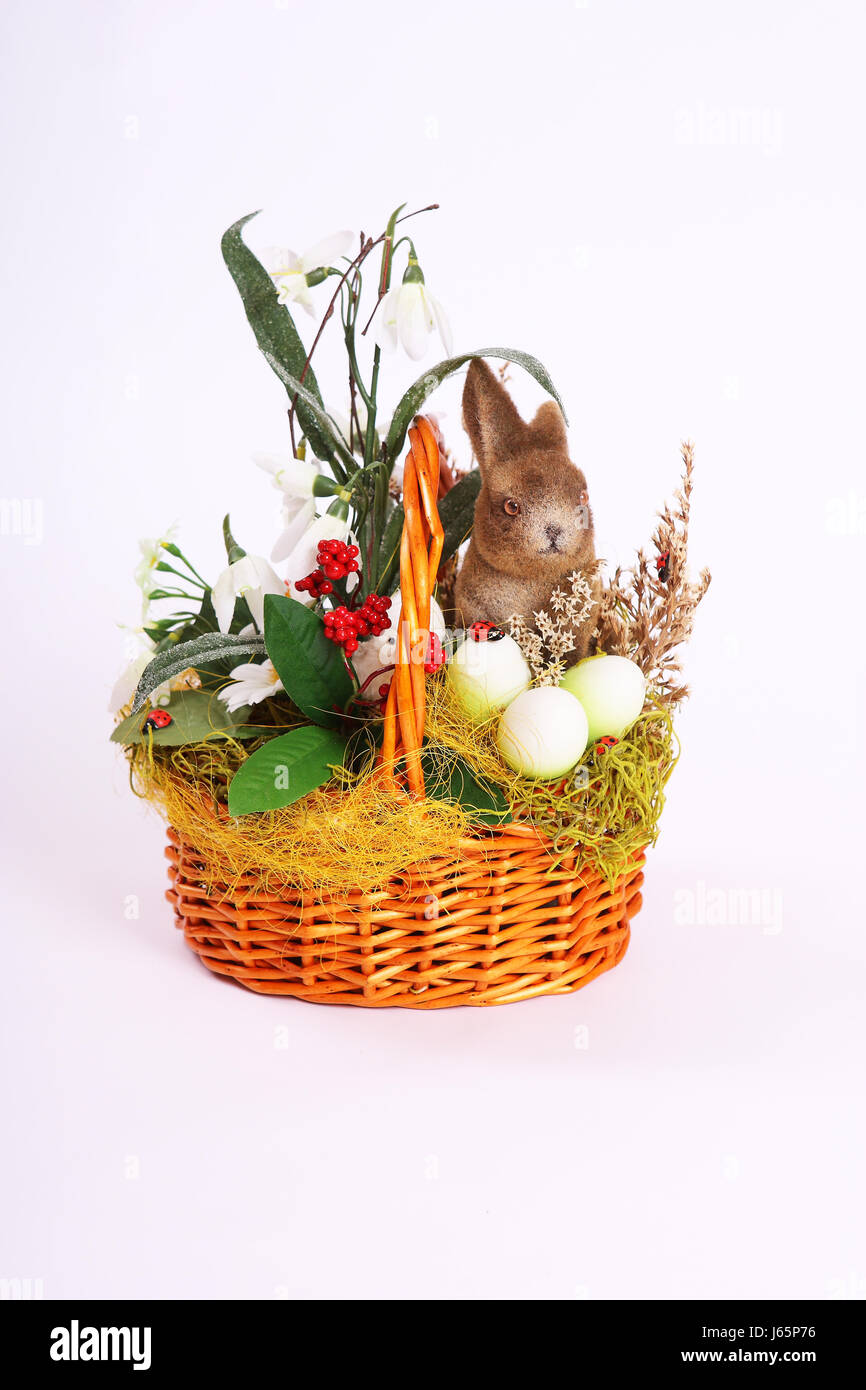 easter nest hare easter-bunny basket coloured colourful gorgeous multifarious Stock Photo