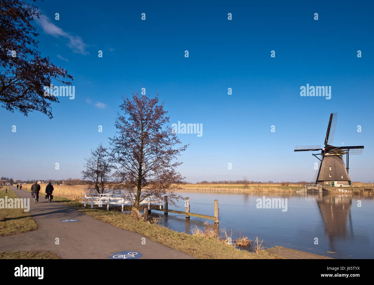 winter holland netherlands windmill dutch landscape scenery countryside nature Stock Photo