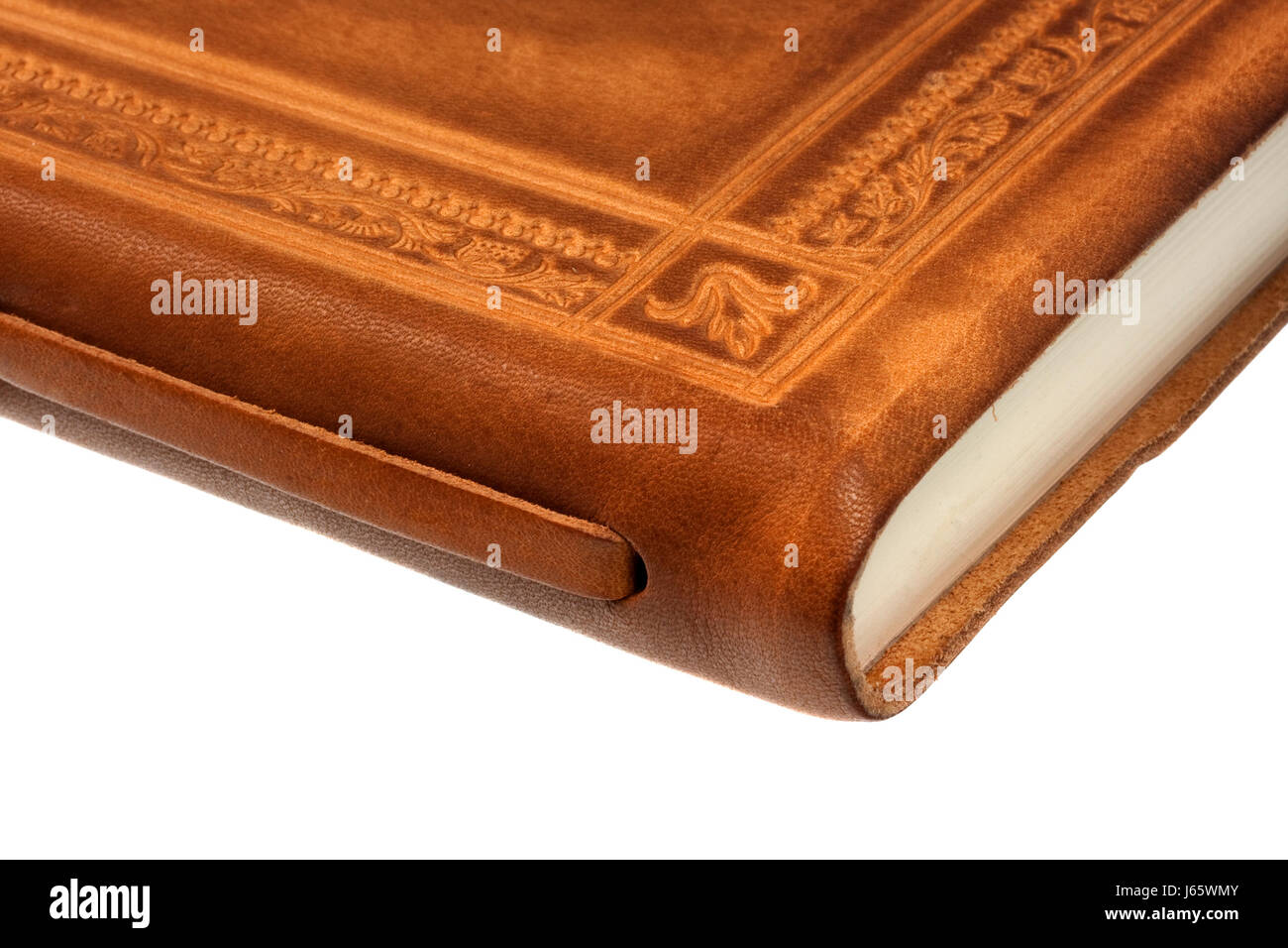 leather corner diary book isolated leather horizontal ornament decoration cover Stock Photo