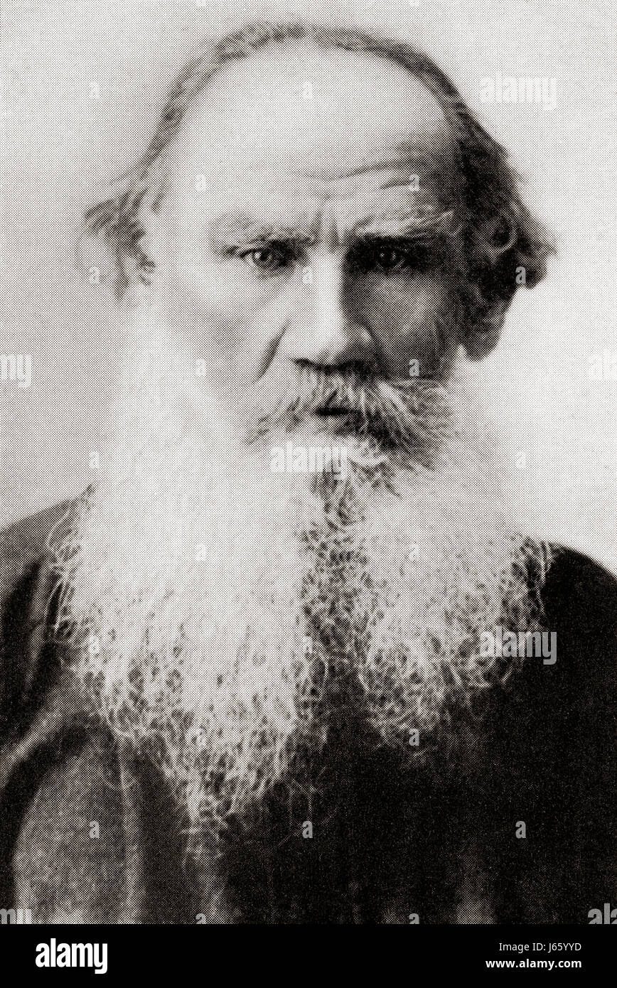Count Lev Nikolayevich Tolstoy, 1828 –  1910, aka Leo Tolstoy.  Russian author.  From Hutchinson's History of the Nations, published 1915. Stock Photo