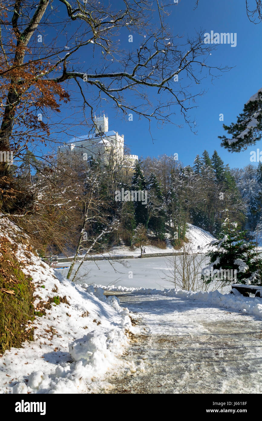 Trakoscan castle in winter Stock Photo